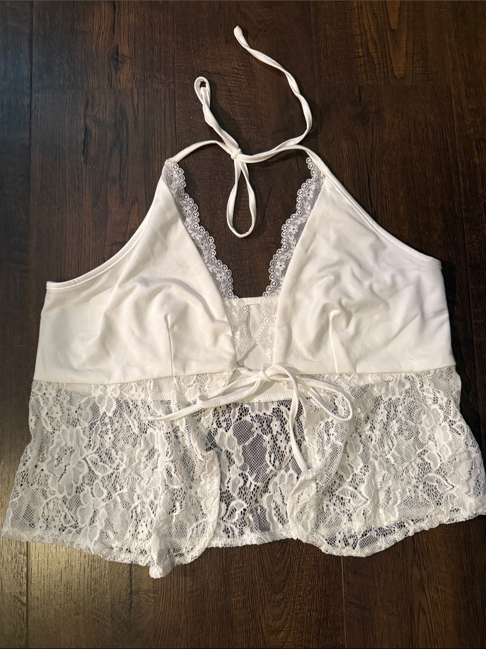 Amazon White Lace Halter Crop Bralette